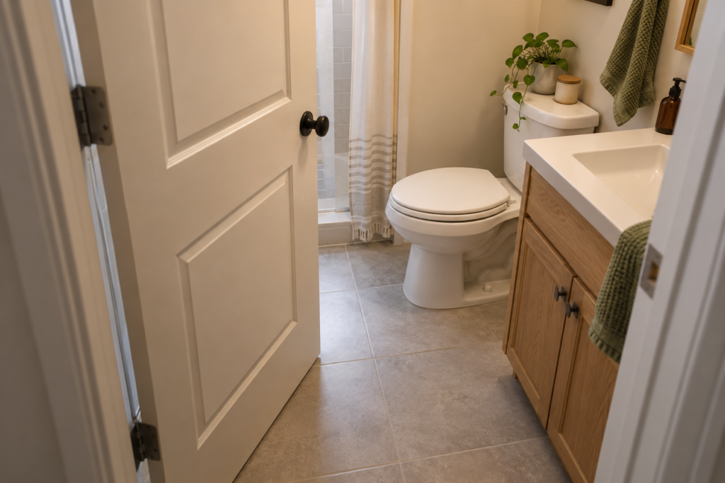 How to Add Storage Around an Inward-Swinging Bathroom Door