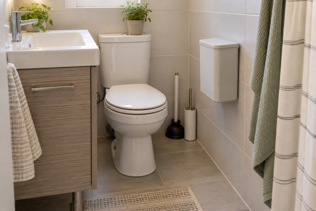 Where to Put a Trash Can in a Small Bathroom With No Floor Space