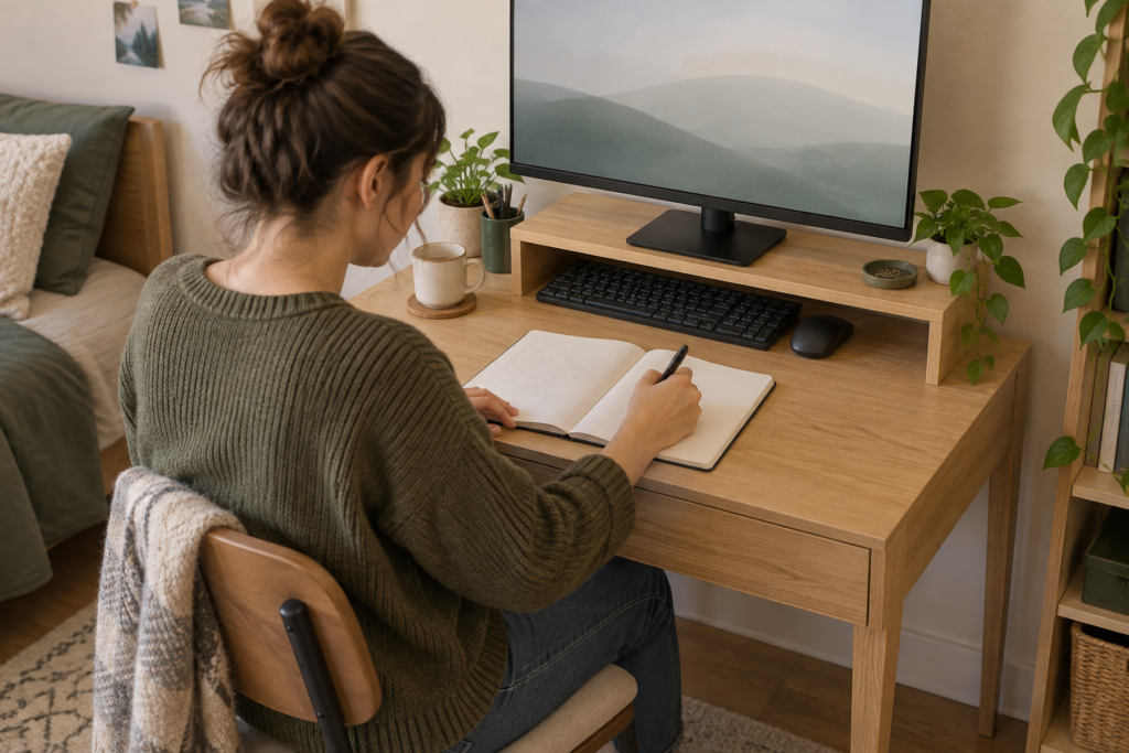 How to Make Room to Write on a Small Desk With a Keyboard